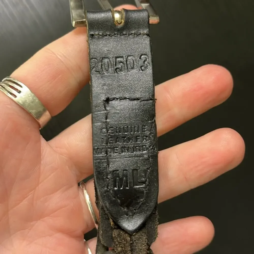 Unique Black Woven Leather Chain Belt with Silver Buckle